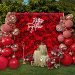 Aliflowers 3D Texture Pure Red Rose Cloth Roll Up Flowers Wall Backdrop ALFWL085 - Ali Flowers