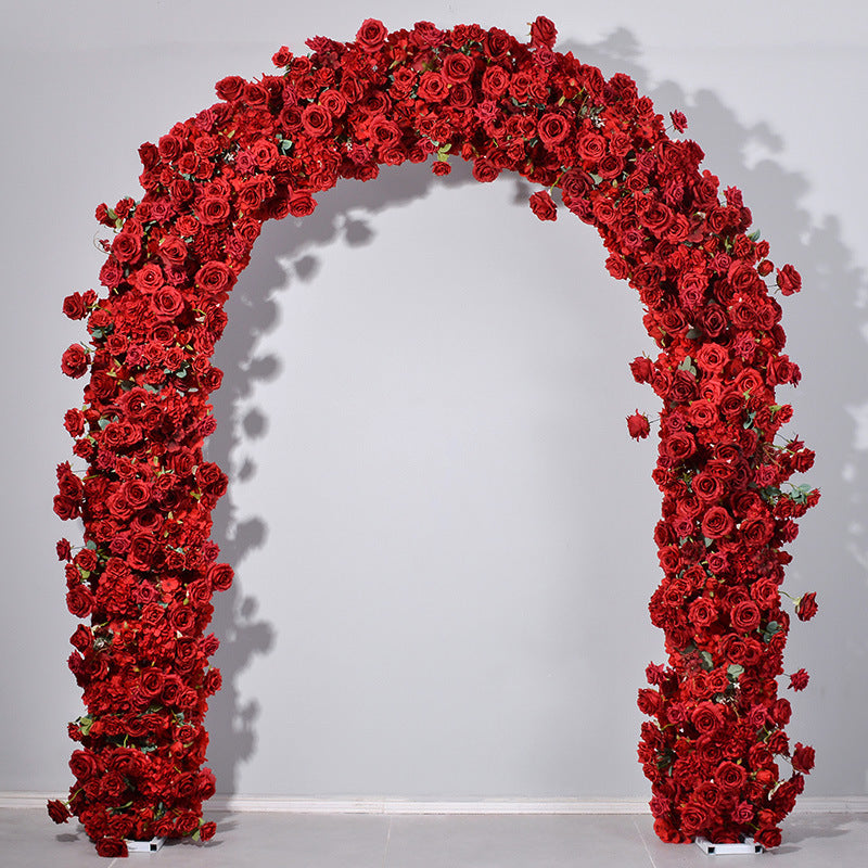 Aliflowers Pure Red Rose Outdoor Wedding Stage Backdrop Flower Stand Floral Arrangment For Arch Frame ALFAD012 - Ali Flowers