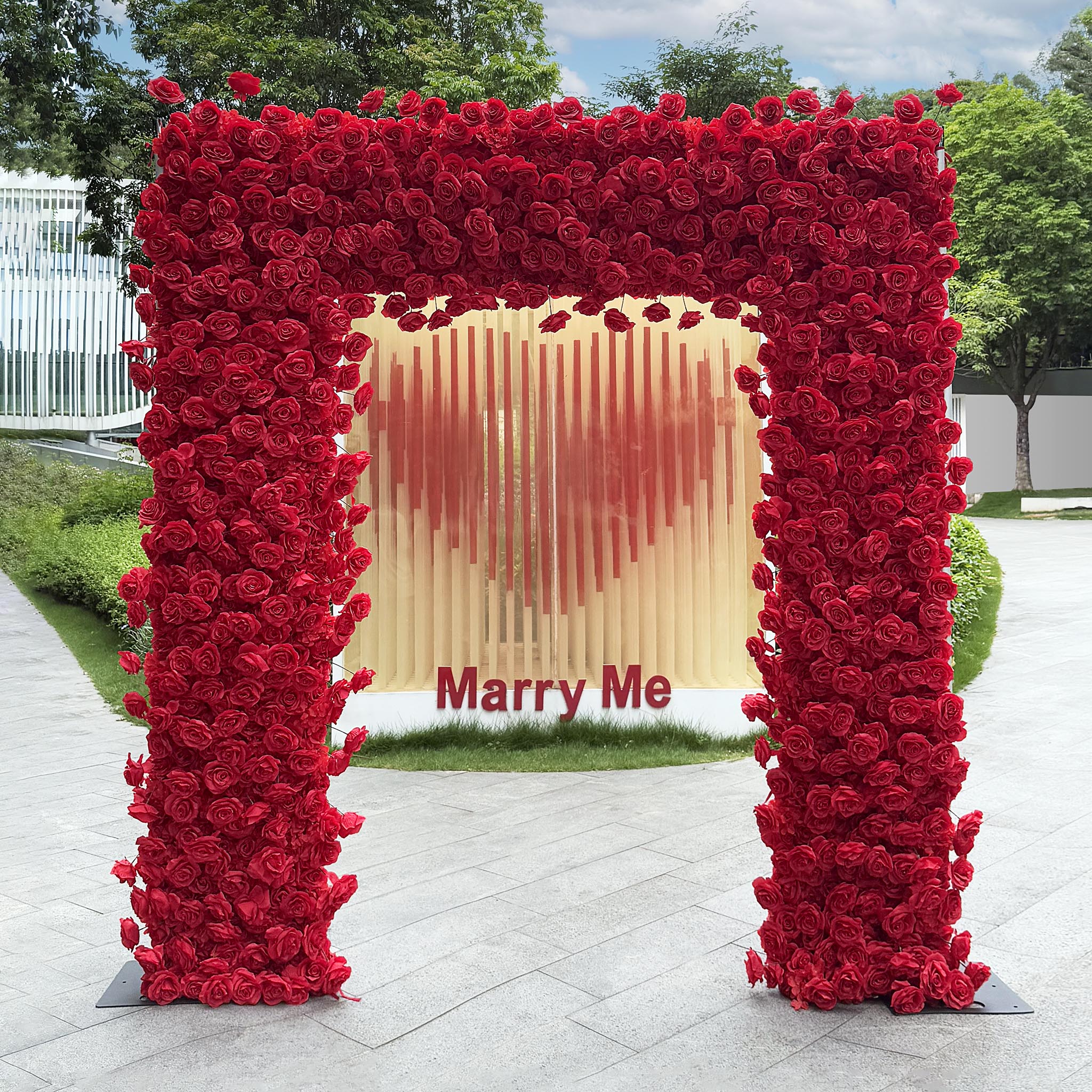 Red Roses Arch Aliflowers Red Rose Square Wedding Arch for Proposal & Party Decor ...