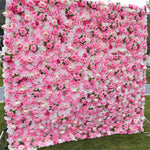 Aliflowers 3D Rose Pink Flower Wall for Outdoor Wedding ALFWL053 - Ali Flowers