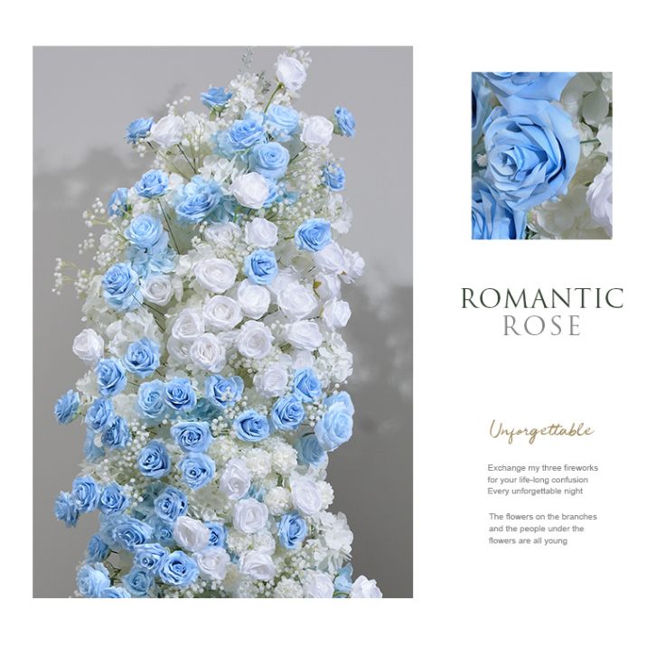 Aliflowers Blue And White Rose Hydrangea Wedding KT Background Event Party Decoration ALFKT009