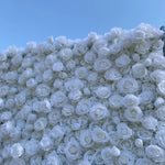 Ali Flowers White Artificial 3D Roll Up Cloth Flower Wall Wedding Decor | Silk Rose Floral Panel Backdrop ALFWL011 - Ali Flowers