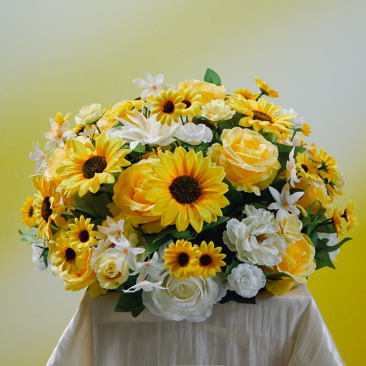 Yellow sunflower artificial silk flower ball table decoration