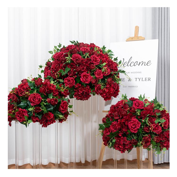 Ali Flowers Red Color Silk Flower Ball Centerpieces for Table Decor ALFBL004 - Ali Flowers