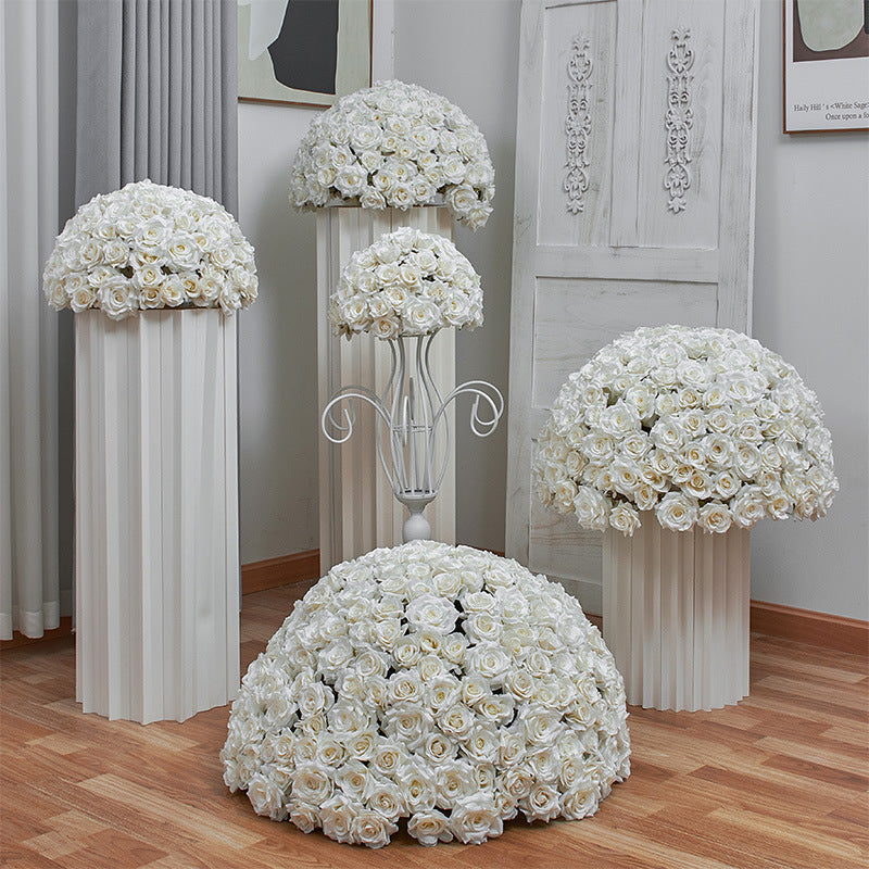 Ali Flowers White Rose Artificial Flower Ball Centerpieces for Table Decor ALFBL006 - Ali Flowers