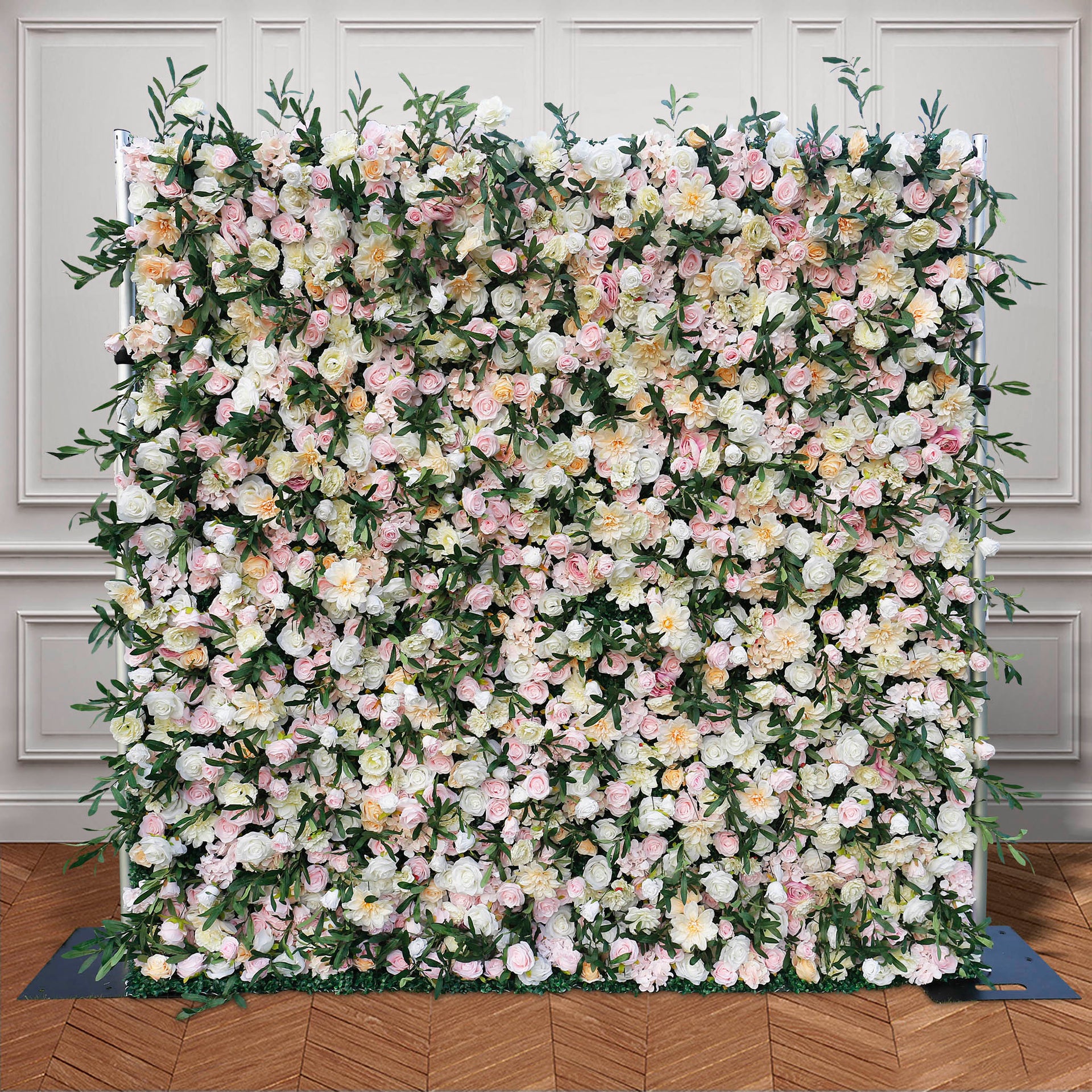Aliflowers Wedding Backdrop Decor Leaves Pink Rose Fabric Cloth Flower Wall ALFWL083
