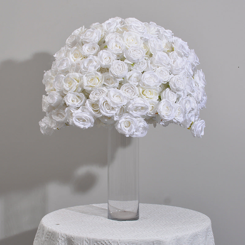 Ali Flowers Pure White Rose Handmade Artificial Flower Ball Centerpieces for Table Decor ALFBL009 - Ali Flowers