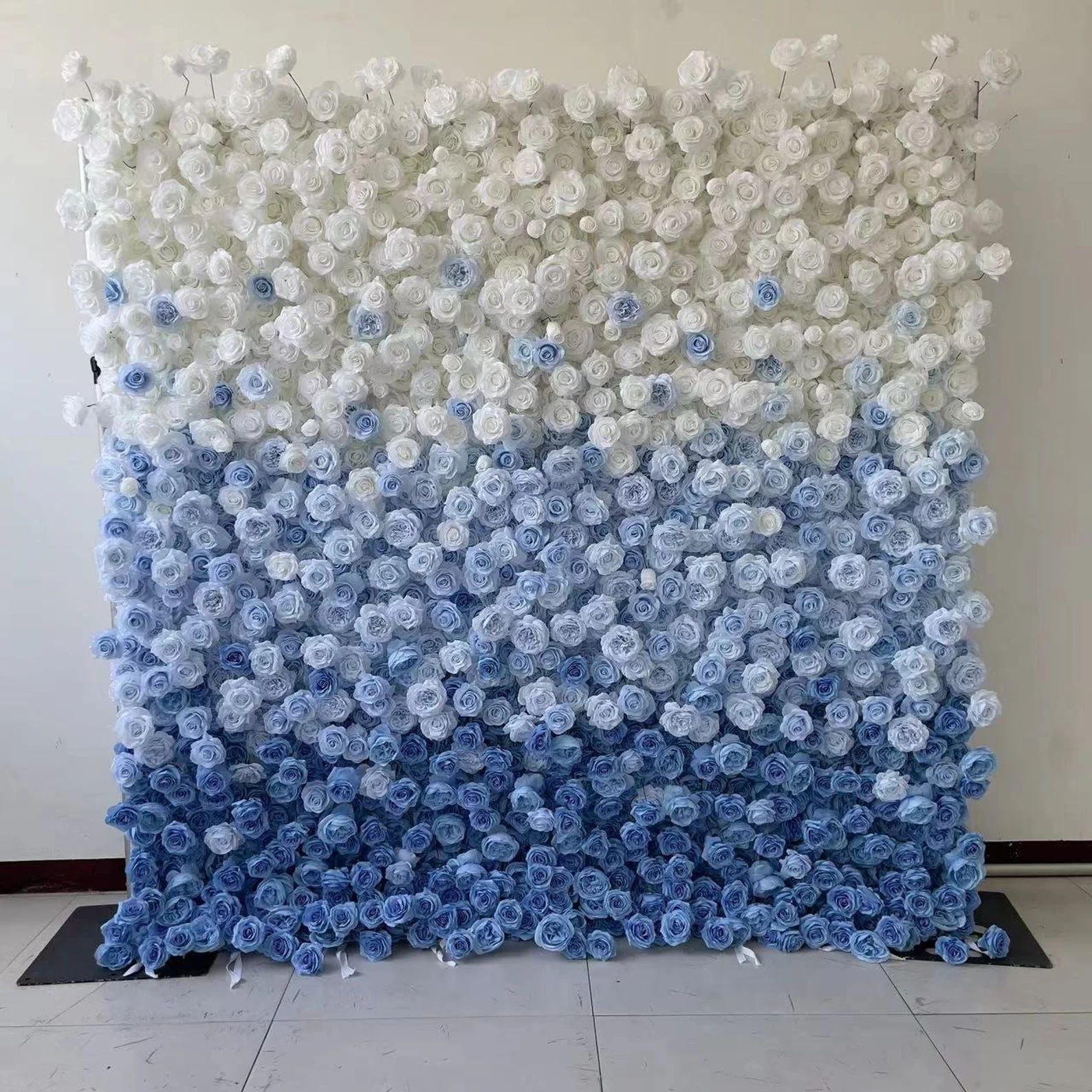 Ali Flowers 5d White Blue Rose Flower Wall Backdrop for Wedding Party Events Decoration ALFWL024 - Ali Flowers