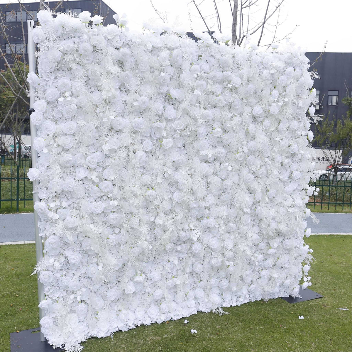 Aliflowers Hanging Pampas Grass with White Rose Flower Wall for Wedding Party ALFWL088 - Ali Flowers