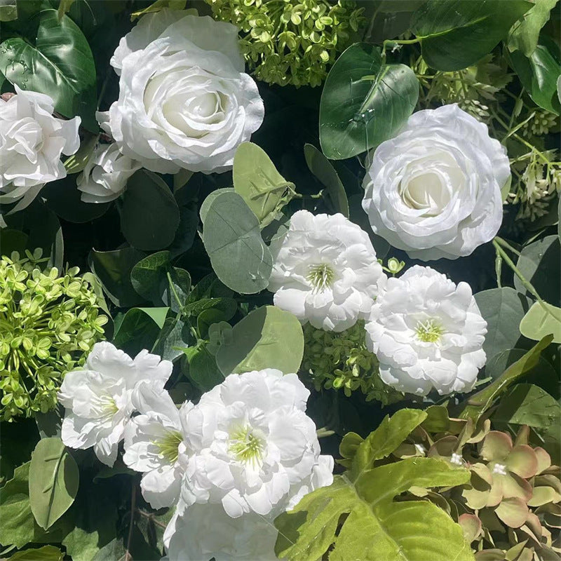Aliflowers 5D White Rose & Green Leaf Artificial Curtain Flower Wall for Event & Party Backdrop ALFWL185