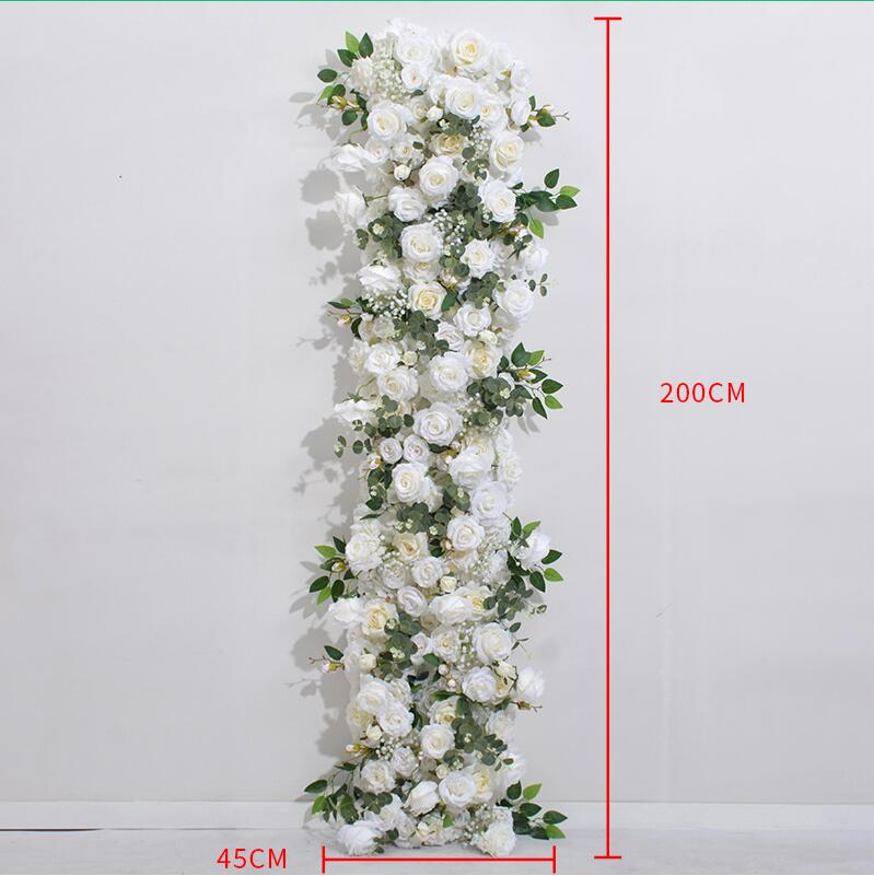 Aliflowers Classic Artificial Flower White Rose With Greenery Table Runner for Wedding ALFRW001 - Ali Flowers