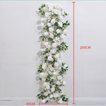 Aliflowers Classic Artificial Flower White Rose With Greenery Table Runner for Wedding ALFRW001 - Ali Flowers