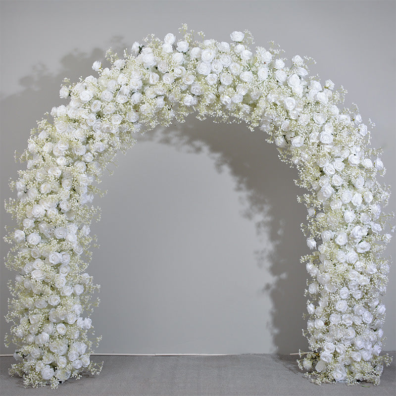 Aliflowers White Rose Flower Runner Wedding Round Arch Decor Floral Arrangement Welcome Sign Flower ALFAD011 - Ali Flowers