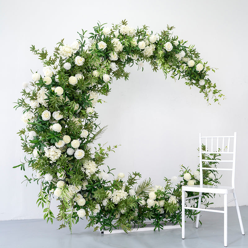 Aliflowers Forest-Themed Series White Rose Moon-Shaped Arch for Wedding - Ali Flowers