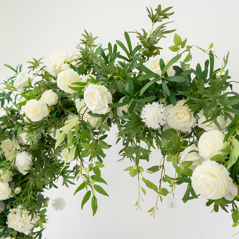 Aliflowers Forest-Themed Series White Rose Moon-Shaped Arch for Wedding - Ali Flowers