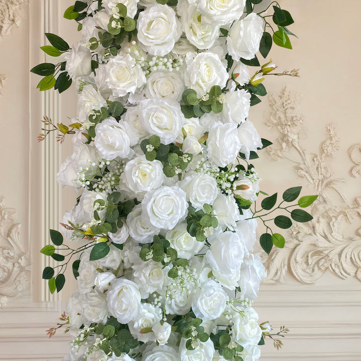 Aliflowers Luxury White Rose Wedding Arch Set for Ceremony Decoration